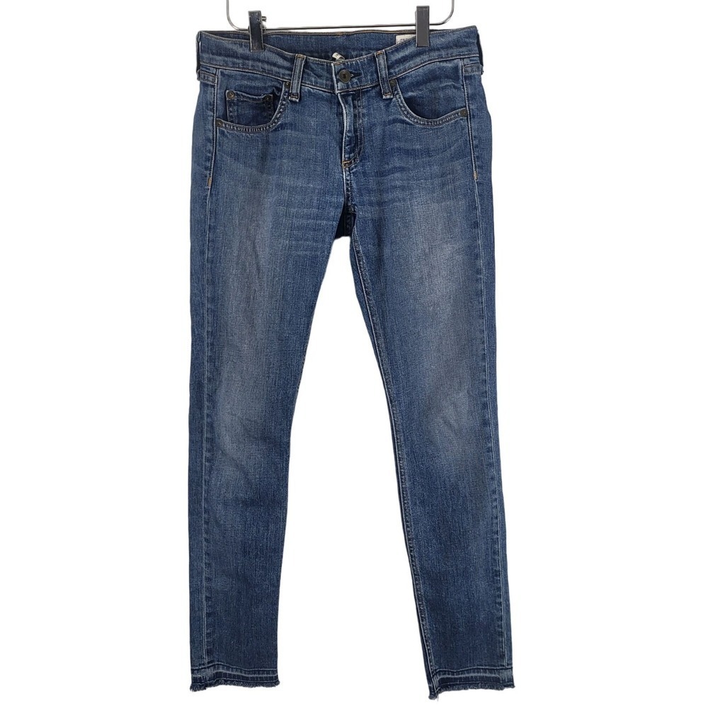 Rag & Bone Dre‎ Jeans 25 Womens Low Rise Skinny Leg Raw Hem Medium Wash
